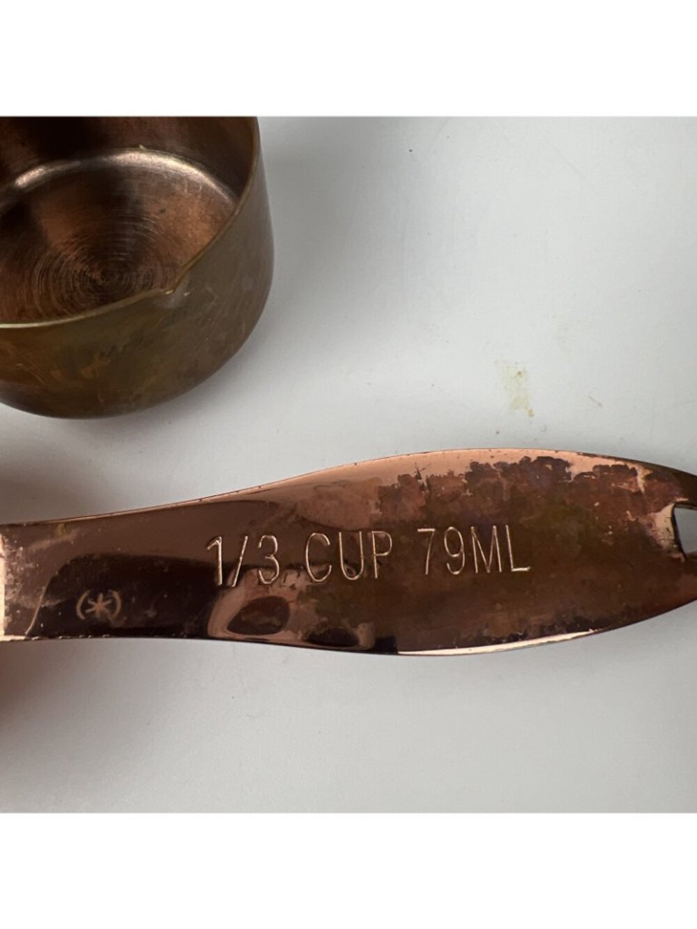 Vintage Copper Plated Measuring Cup Set 1/4 1/3 1/2 & 1 Cup - Picture 5 of 7